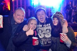 Happy people having fun at the street party
