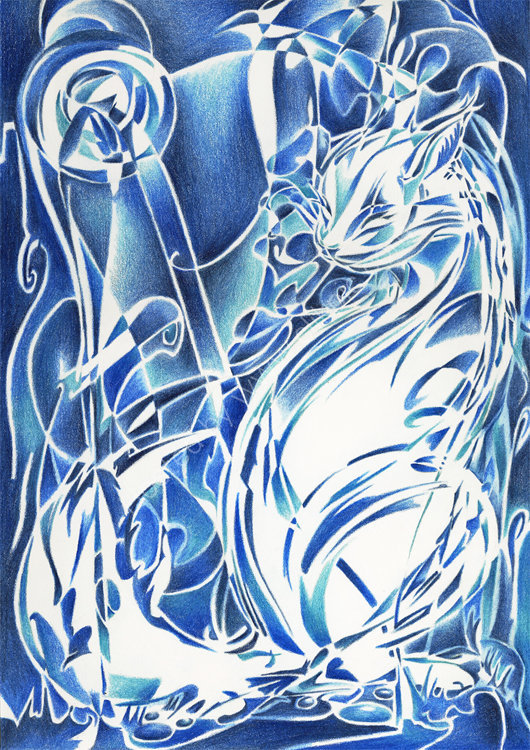 Cat Extraordinaire - coloured pencil