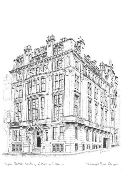 Royal Scottish Academy of Music and Drama, St George's Place (B&W)