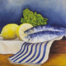 Sardines 30x30 Oil on canvas