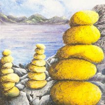 Stones at Mellon Udrigle 50x100 Mixed media on canvas