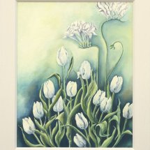 White Tulips and Freesia 52x62 Oil on board