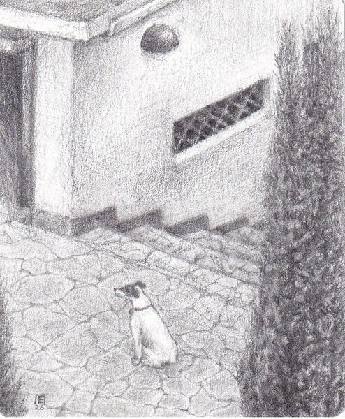 Eiko Matsuura "Waiting" Miniature drawing