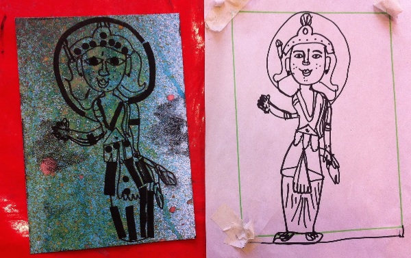 Drawing and print of 'Goddess'