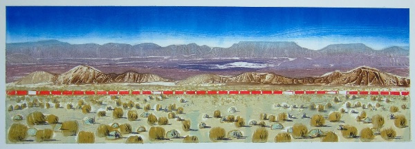 Freight train across the Mojave Desert