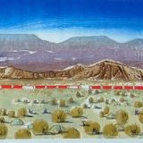 Freight train across the Mojave Desert
