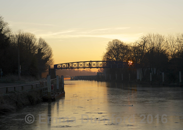 Teddington footbridge in the winter sunrise