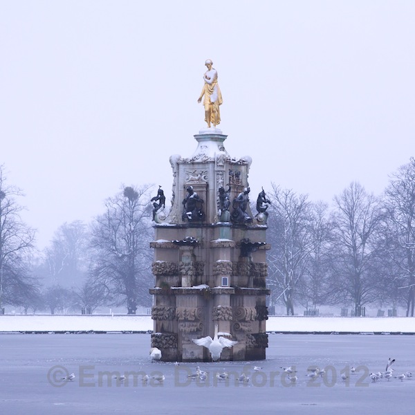Diana Fountain in the snow