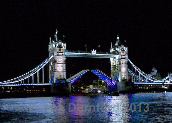 Tower bridge open at night (1)