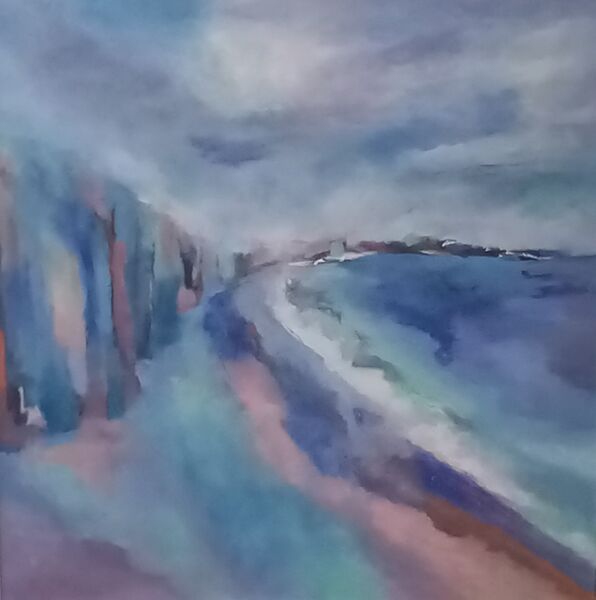 Changing Tides (image size 24x24 inches). Oil paint, charcoal and pastel on board, framed 29x29 inches. £650