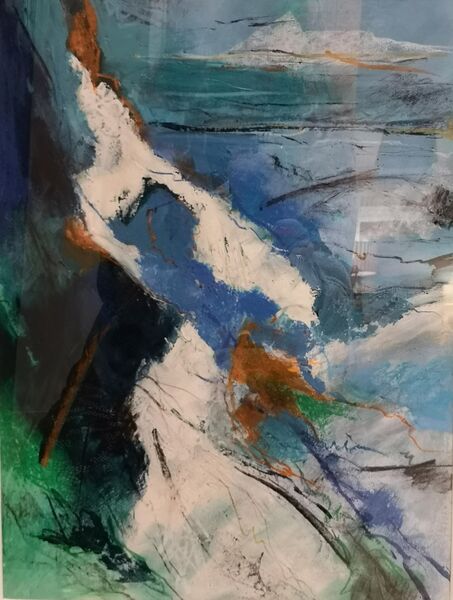 Stormy Day (image size 29x39cm). Acrylic paint, pastel and charcoal on paper, framed 42.5x52.5cm. £250