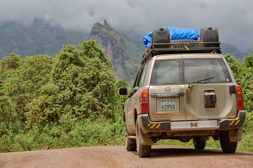 Our Nissan Patrol in Harenna forest.
