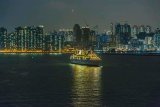 Hong Kong harbor by night.