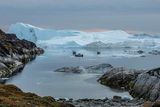 Sunset and Icebergs.