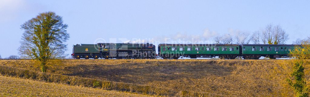 BR Standard class 7 steam locomotive No 70000 “ Britannia “ on the Mid Hants Railway (Watercress Line) Hampshire.
