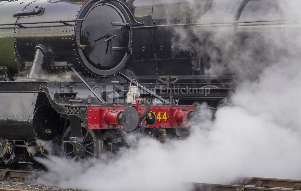 Steam emitting from a locomotive
