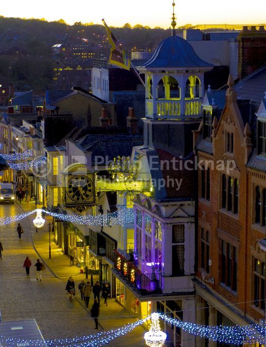 Guildhall & Clock ,with Christmas Lights at Guildford Surrey ,England