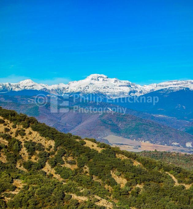 The Snow Capped Pyrenees Mountains in the Huesca region North East Spain