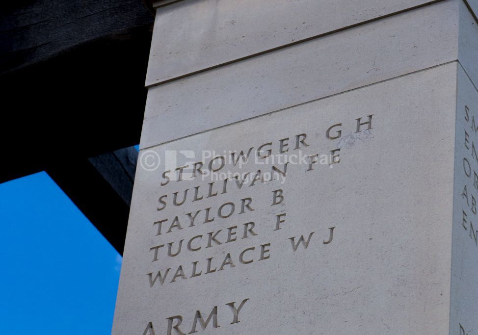 Column with names of Royal Navy sailors from HMS Fratton who were lost on the 18th August, 1944