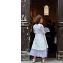 Girl in church doorway, Bari, Italy