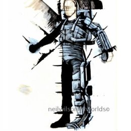 Suit 2, 2016. (Inks, acrylics).  300mm x 300mm.