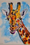 "G'Day" SOLD bright giraffe painting contemporary