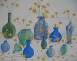 Buttercups in Blue Vases