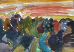 'Carob Trees at Dusk.'