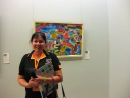 Fiona with 'Paphos Lighthouse Remembered.'