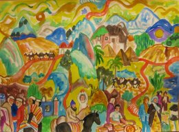 Watercolour idea for the Silk Road and Human Exchange