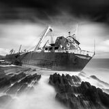 Ghost Ship the mv Alta marooned on the cliffs near Ballycotton
