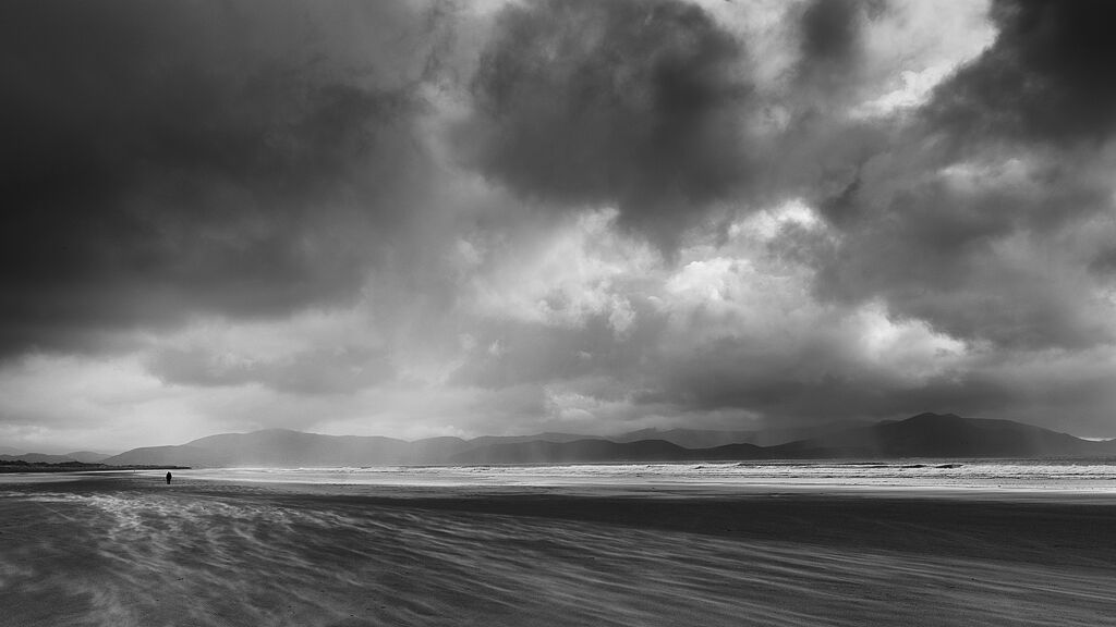 Lone walker on Inch Strand