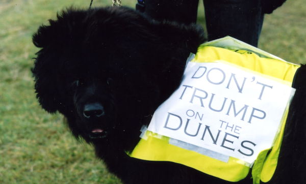 Protesting at Menie. Trump's golf course.