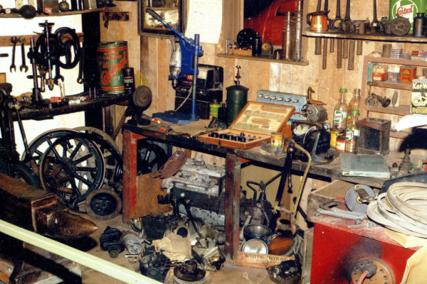Garage workshop exhibit at Grampian Transport Museum, Alford