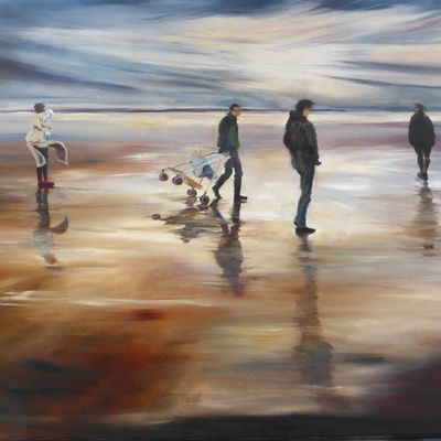 Blustery Day on Widemouth Bay - oil on canvas 24"X18"