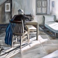 Sewing - oil on deep edge canvas