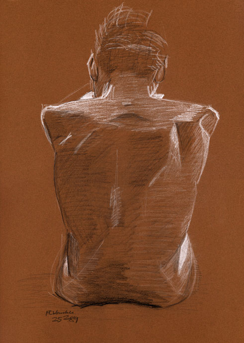 Life study - Chris - carbon pencil and chalk