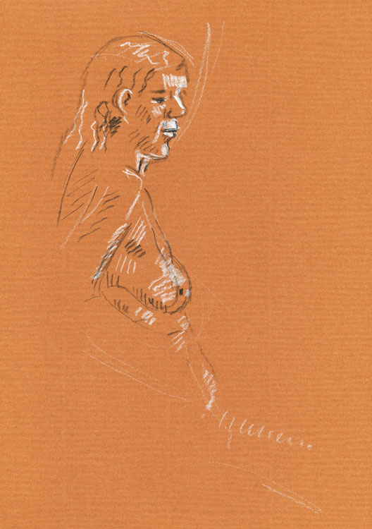 Life study - Maria - carbon pencil and chalk