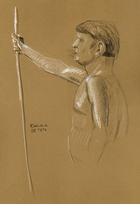 Life study - Stan - carbon pencil and chalk