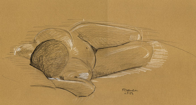 Life study - carbon pencil and chalk