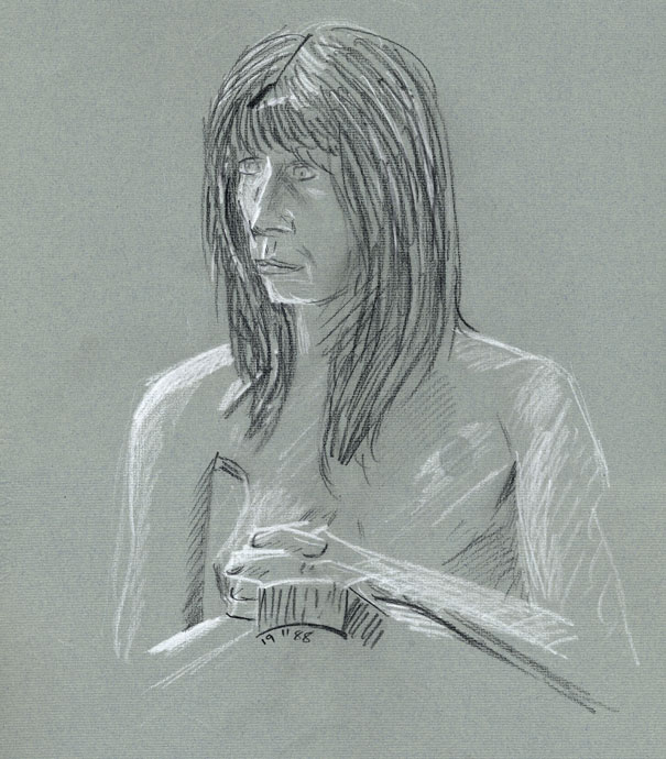 Portraint study - Ann - carbon pencil and chalk