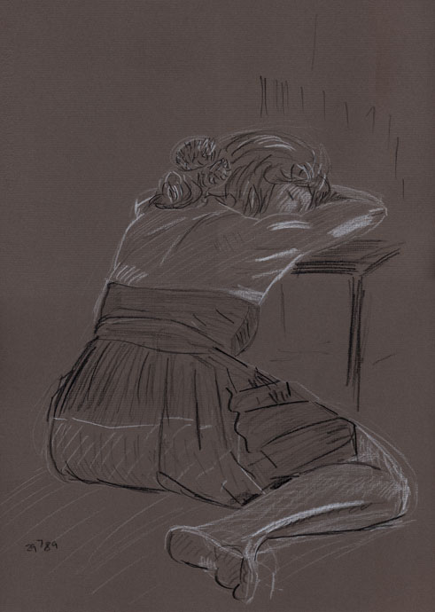 Portraint study - carbon pencil and chalk