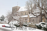 St Andrew's Church, Steyning, West Sussex in snow