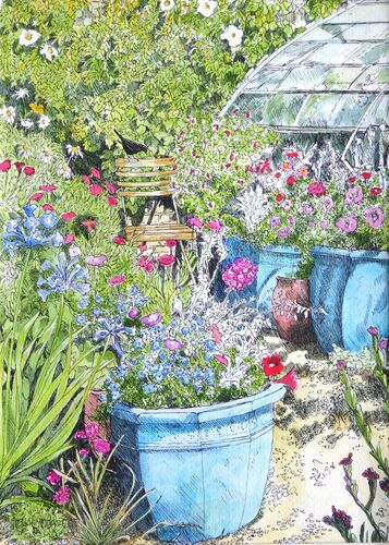 Pots by the greenhouse