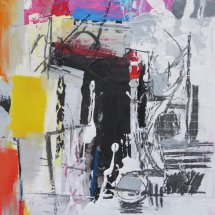 Snow Falling. Acrylic on card 45 x 45cm