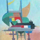 Spaceship. Acrylic on board 24x18.5cm