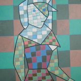 woman in native dress. acrylic on poster 28x44cm