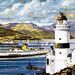 <em>the Firth of Clyde, from an old British Railways poster, and much as my father would have seen it - except the ferries would have been replaced by troop ships and battle cruisers, of course</em>