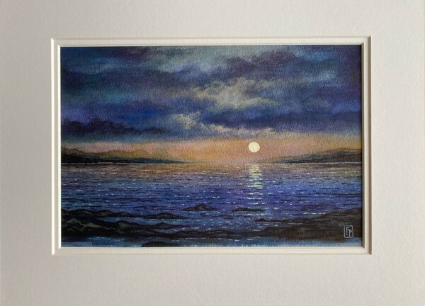 'MOONSET' Original Watercolour Painting