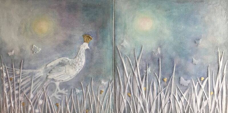 Peacock. Diptych.